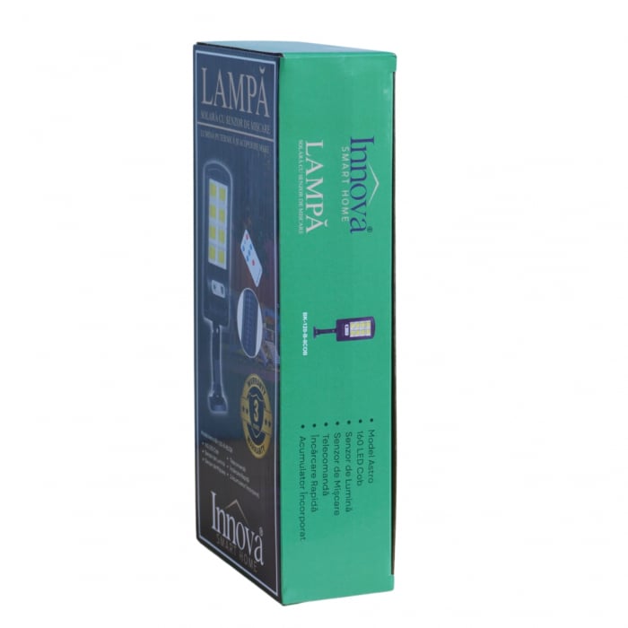 Set 4x Lampi Solare Stradale 90W LED Astro by Innova, 160 LED COB, Senzor, Telecomandă, IP66, Cadou + Garanție 3 Ani