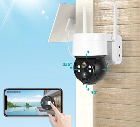 Cameră de Supraveghere Jortan Premium cu Panou Solar, 4 MP, WiFi, Senzor de Mișcare, Vedere Nocturnă cu Infraroșu, Rotativă la 360° și Rezistență IP66