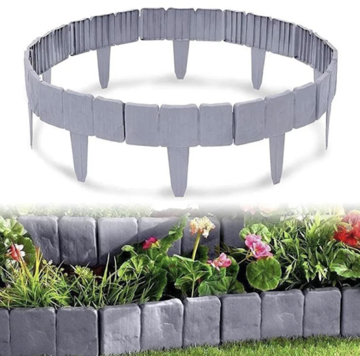 Set 10 x Gard Decorativ cu Aspect de Piatra Pentru Gazon sau Flori