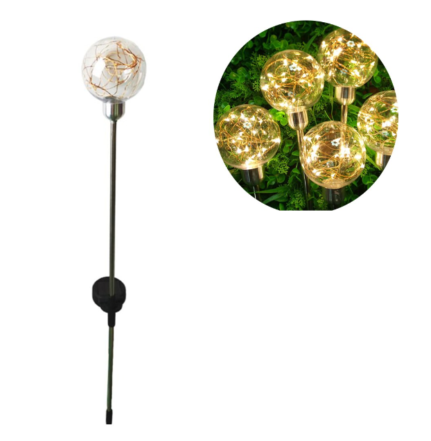 Set 2/4/8 x Lampă solară pentru exterior , Minge Licurici Alb Cald