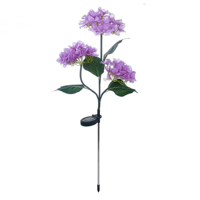 Set 2x Lampa Solara Decorativa Hortensie, 70cm, iluminare LED, IP66, panou solar integrat