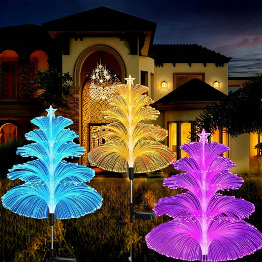 Set 2 Lampi Solare Fountain cu Fibra Optica – Iluminare Multicolora pentru Decorative Exterior