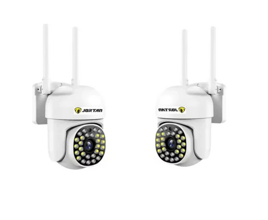 2 x Cameră de Supraveghere Jortan WiFi HD cu Viziune Infraroșu și Protecție Avansată IP66 + Cadou Surpriza