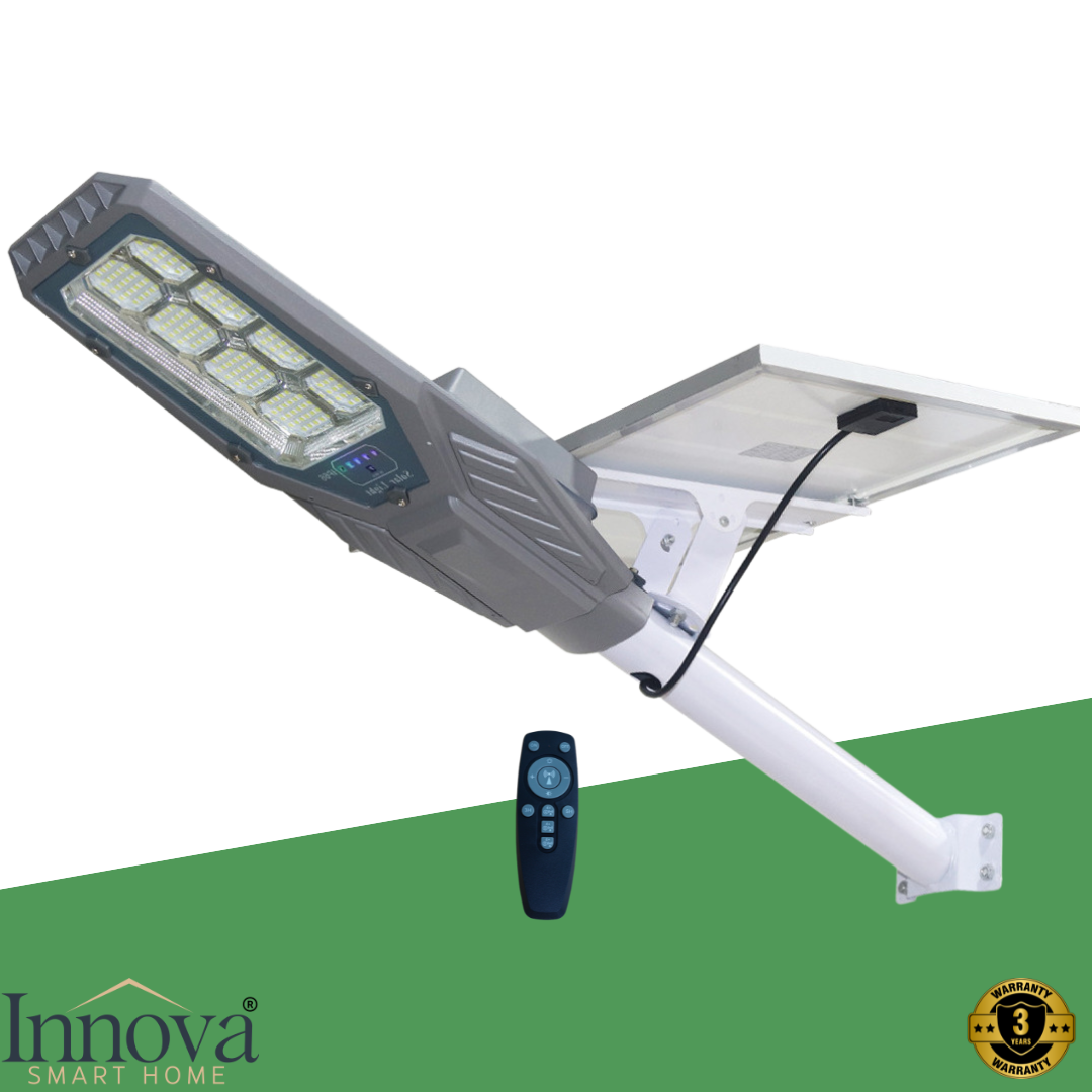 Lampa solara Aurum by Innova 600W cu panou separat, IP66, telecomanda si kit complet de instalare + Cadou Surpriza