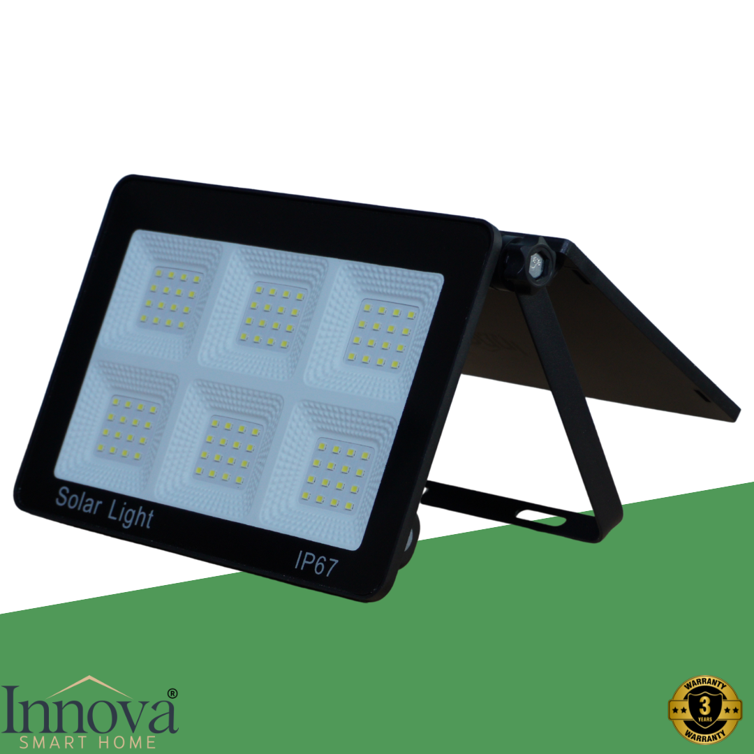 Lampa Solara Modulara Aurora by Innova 100W BK-T7 cu Panou Detasabil – Senzor Lumina, IP67, 140 mp2