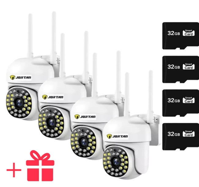 Black Friday 4 x Cameră de Supraveghere Jortan 8161QJ, 28 LED-uri, WiFi, HD, IP66 + Cadou Surpriza