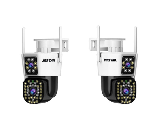 Set 2 x Camera de Supraveghere Duală Jortan 8293, 6MP, WiFi sau Cablu, Ip66 , 44Led + cadou card 32gb