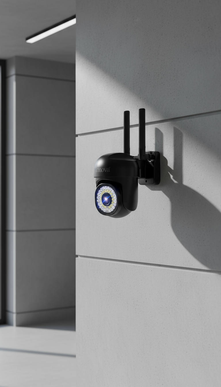Cameră de Supraveghere Innova WIFI, 36 LED-uri, HD, Viziune Nocturnă cu Infraroșu și Protecție IP66 + Card Cadou