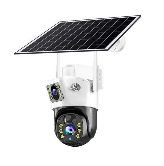 Cameră de Supraveghere Solară 4K HD 8MP, SIM, Senzor de Mișcare și Lentile Duble
