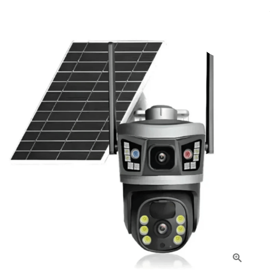 Set 2x Camera Dubla 4G Dasgut – cu Incarcare Solara, 6MP, Senzor de Miscare, Rotire 360° + 2x Card 64gb CADOU