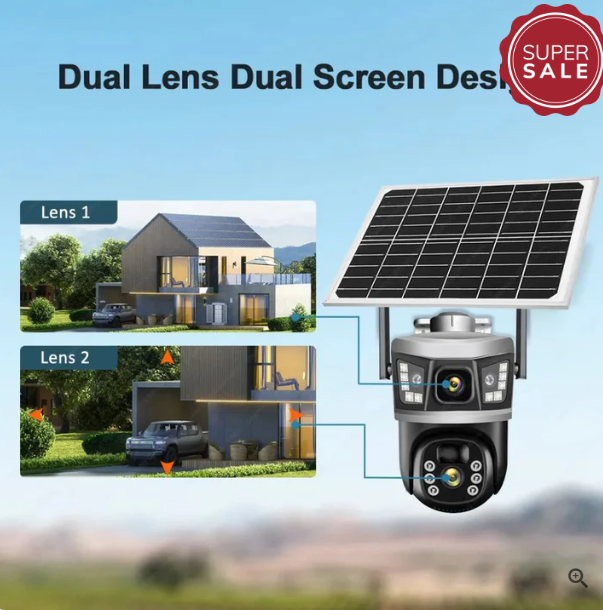Set 2x Camera Dubla 4G Dasgut – cu Incarcare Solara, 6MP, Senzor de Miscare, Rotire 360° + 2x Card 64gb CADOU