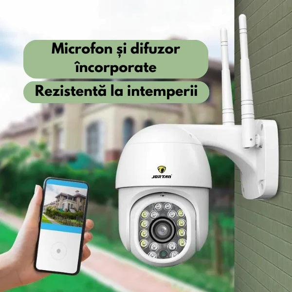 Camera de Supraveghere Jortan 8159 HD WiFi : Control PTZ, Vedere Nocturnă cu LED-uri Infraroșii și Protecție IP66