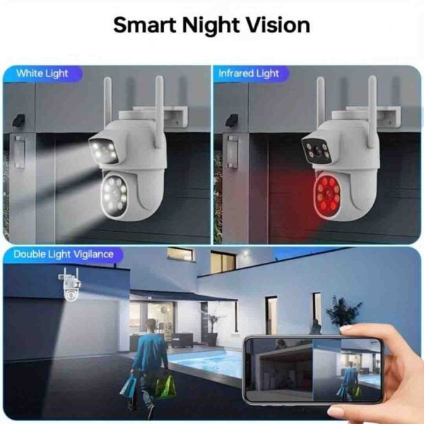 Black Friday - Cameră Video Duală INNOVA VISION SMART 6MP , 42 Led, Vedere 360°, WiFi, Vedere Nocturna,Live Pe telefon+ Card Cadou 32gb