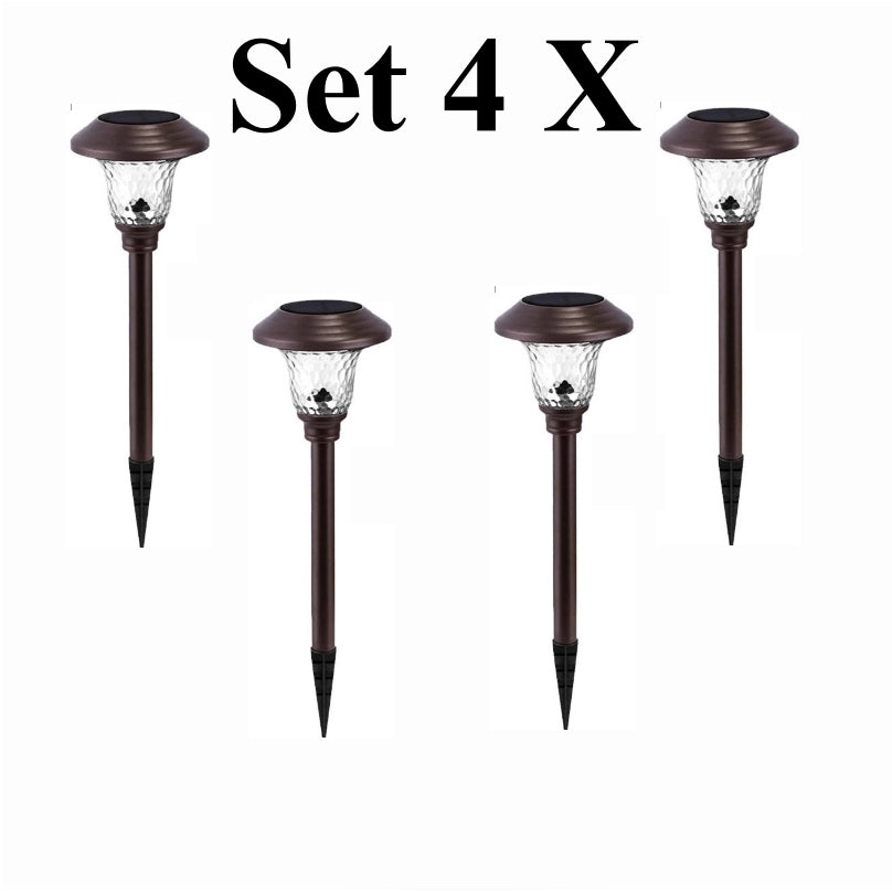 Set Elegant de 4 Lămpi Solare Bari din Sticlă și Metal cu Acumulator Incorporat