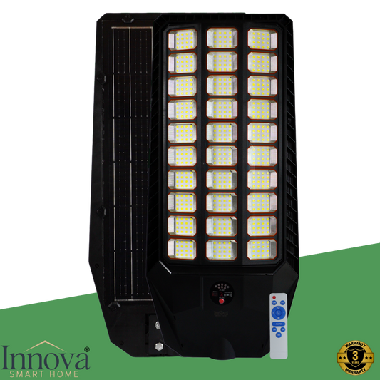 Lampa Solara Stradala Innova Smart Home Genesis 1400W cu Senzor de Miscare si Telecomanda, IP66, Panou Solar Rapid, Kit Instalare Inclus