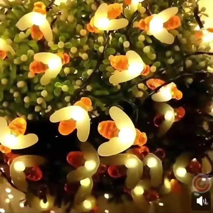 Set 2x Instalatie Solara Decorativa Albine cu LED M365-6, 50 Albine Luminoase, Lumina Cald