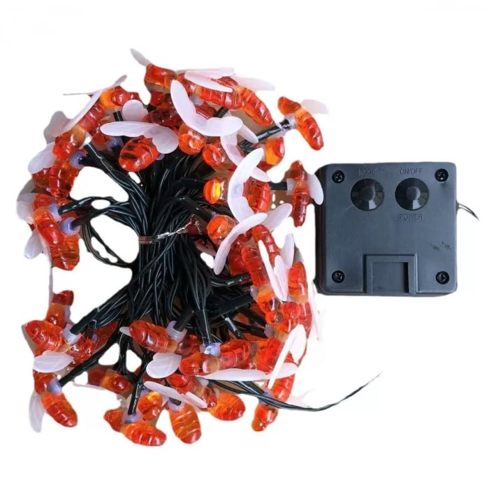 Set 2x Instalatie Solara Decorativa Albine cu LED M365-6, 50 Albine Luminoase, Lumina Cald