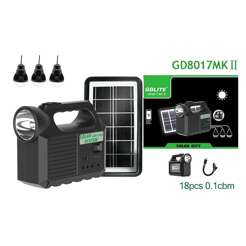 Kit Solar Portabil Solar City Cu 3 Becuri , Lanterna , Lampa , Incarcator Telefon