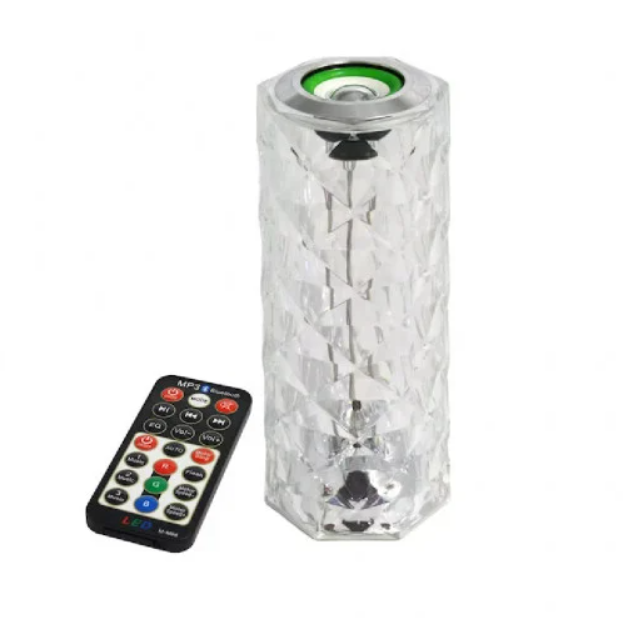 Lampă LED Cristal cu Boxă Bluetooth, 16 Culori, Control Tactil și Telecomandă