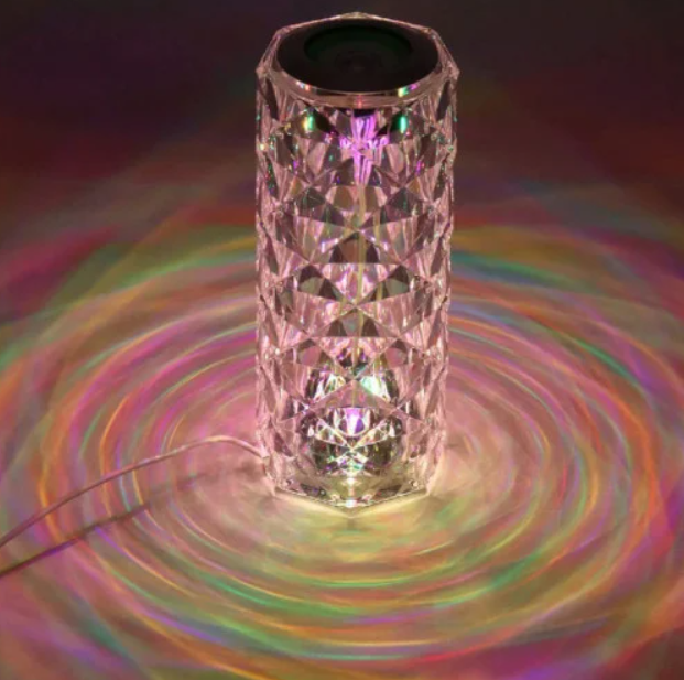 Lampă LED Cristal cu Boxă Bluetooth, 16 Culori, Control Tactil și Telecomandă