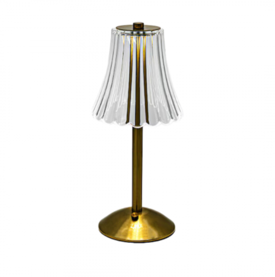 Lampă de Birou Cristal Paris, Tactilă și Reglabilă, 3 Nuanțe de Lumină, Auriu, Reîncărcabilă - Ideală pentru Dormitor, Living, sau Restaurant