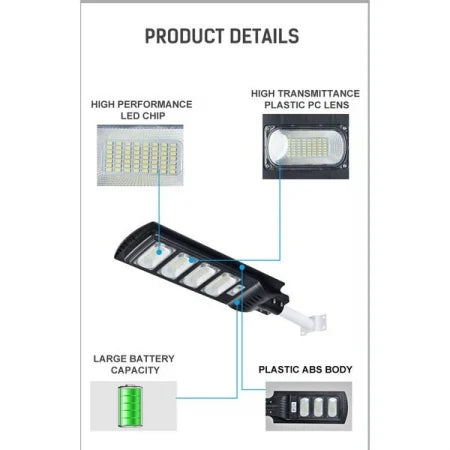 Lampa Solara 500W de Exterior 240 Led , IP66, senzor de lumina ,senzor miscare, Telecomanda