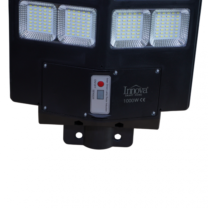 Lampa Solara Stradala Helio PRO Innova 1000W – LED 80 000 lm, Senzor Miscare, Senzor Lumina IP66, Telecomanda & Suport Prindere