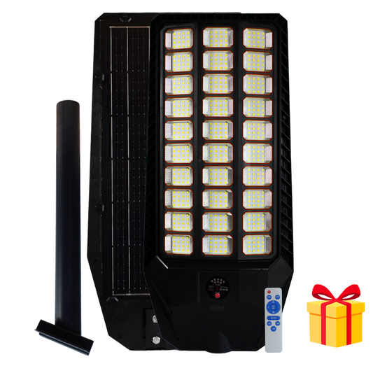 Lampa Solara Stradala Innova Smart Home Genesis 1400W cu Senzor de Miscare si Telecomanda, IP66, Panou Solar Rapid, Kit Instalare Inclus+Cadou Surpriza