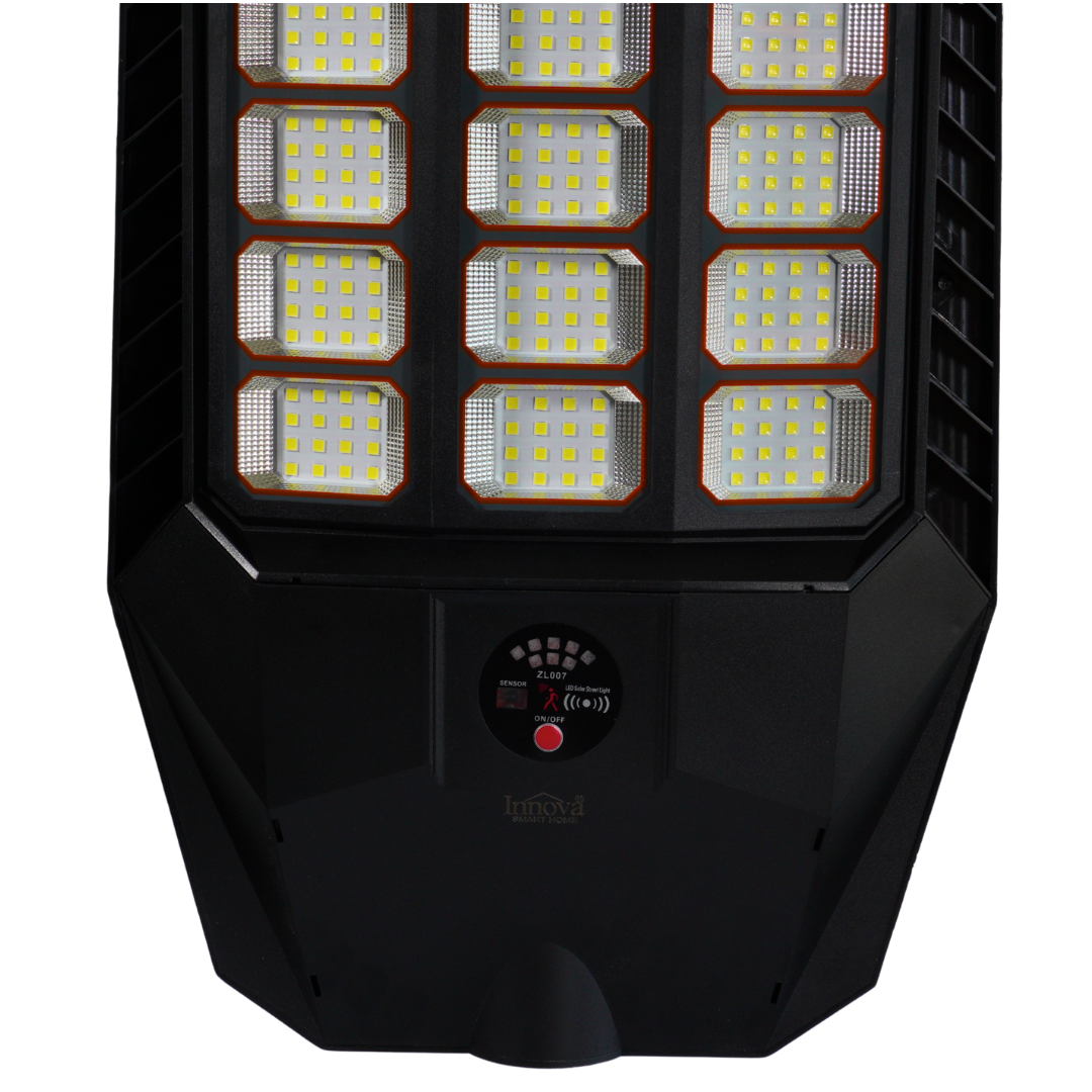 Lampa Solara Stradala Innova Smart Home Genesis 1400W cu Senzor de Miscare si Telecomanda, IP66, Panou Solar Rapid, Kit Instalare Inclus+Cadou Surpriza