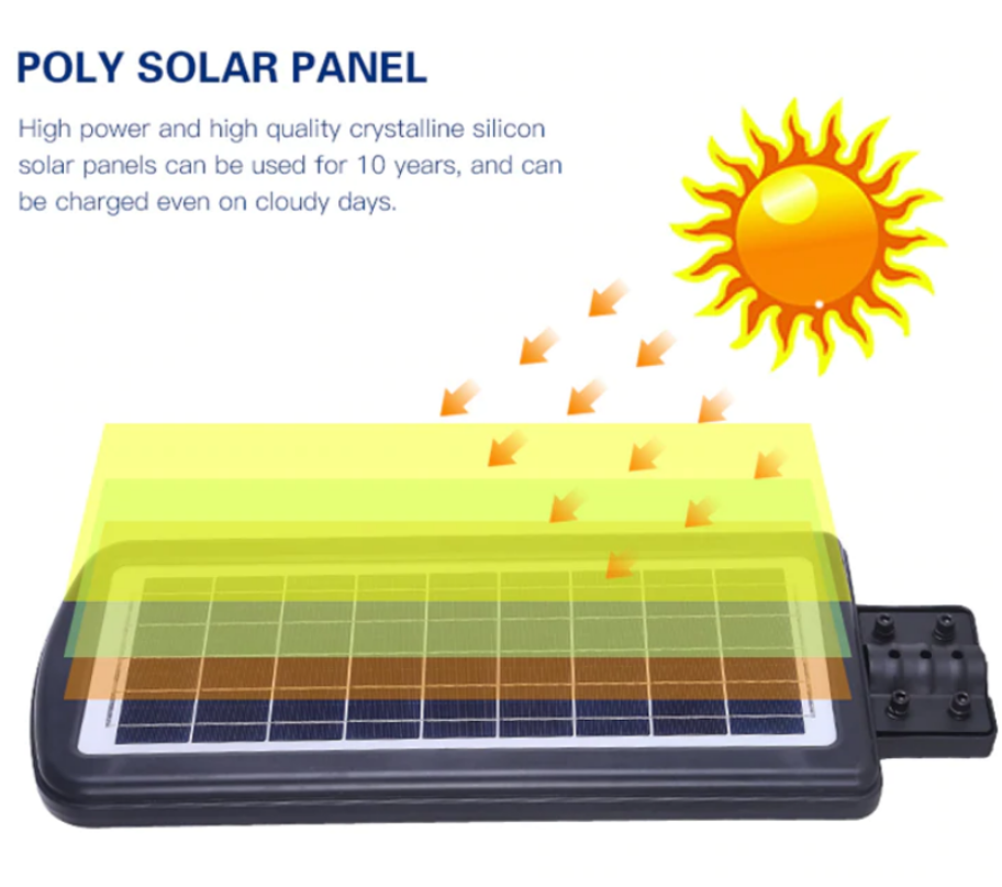 Lampa Solară de Stradă Jortan cu Senzor de Mișcare, 100W, IP66, 6500K + Telecomandă și Suport Metalic