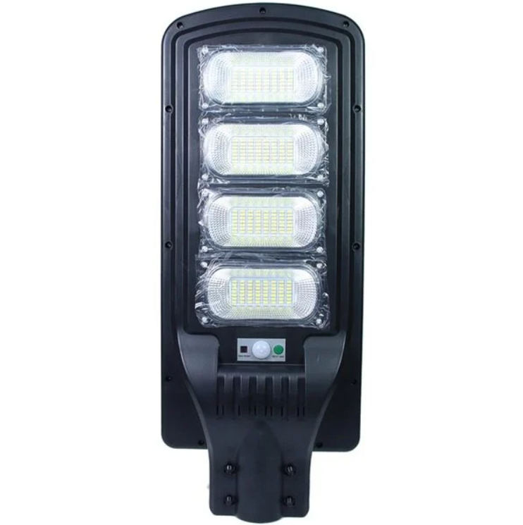 Lumină Stradală Solară Jortan cu Senzor de Mișcare, 200W, IP66, 6500K, Telecomandă și Suport Metalic