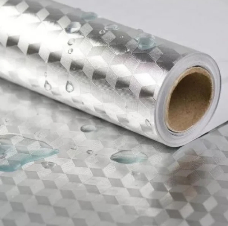 Folie de Aluminiu Autoadezivă M3 - Argintie, Ideală pentru Bucătărie, Dimensiuni 60 x 300 cm