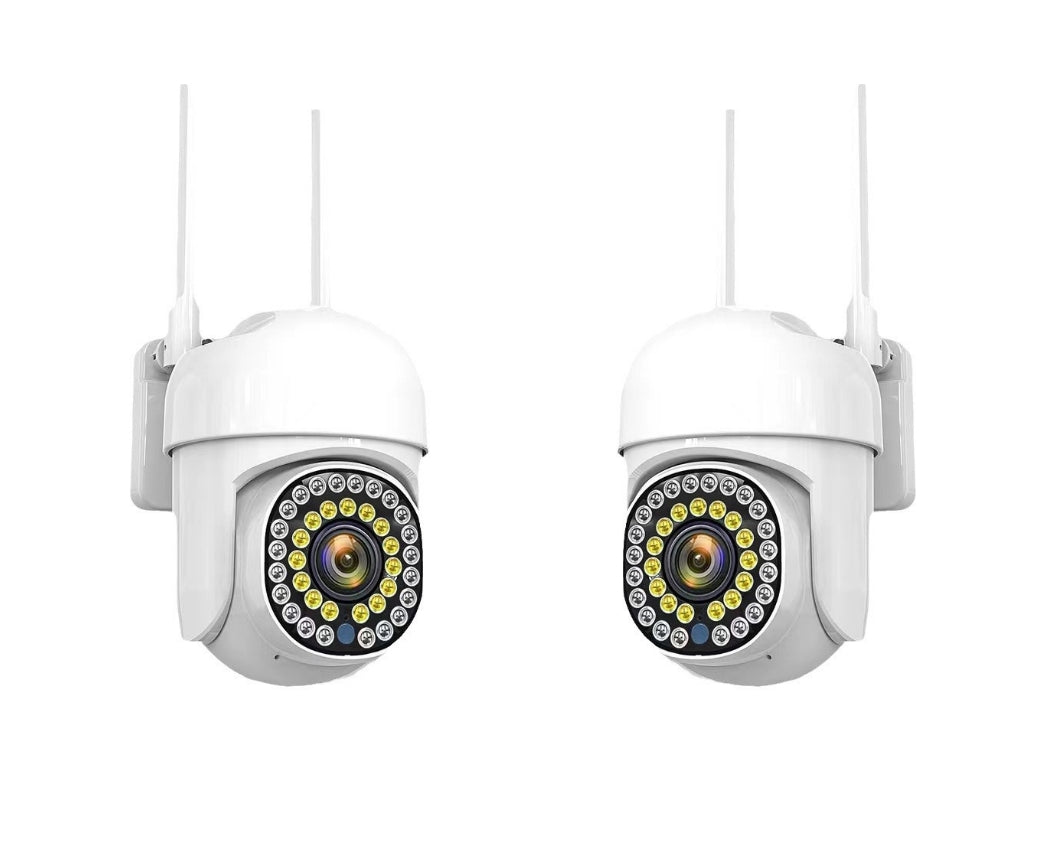 Pachet 2 x Cameră de Supraveghere Smart WIFI, 36 LED-uri, HD, Viziune Nocturnă cu Infraroșu și Protecție IP66, Transmisie Live pe Telefon