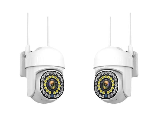Pachet 2 x Cameră de Supraveghere Smart WIFI, 36 LED-uri, HD, Viziune Nocturnă cu Infraroșu și Protecție IP66, Transmisie Live pe Telefon