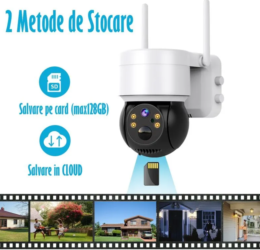 Pachet 2 x Cameră de Supraveghere Jortan Premium cu Panou Solar, 4 MP, WiFi, Senzor de Mișcare, Vedere Nocturnă cu Infraroșu, Rotativă la 360° și Rezistență IP66