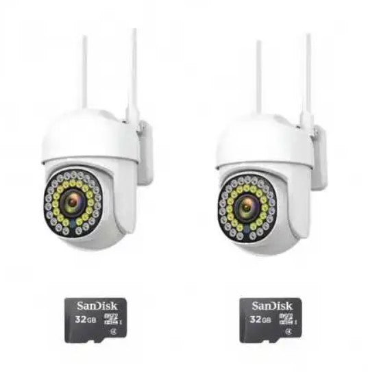 Black Friday - Pachet 2 x Cameră de Supraveghere Smart WIFI, 36 LED-uri, HD, IP66 + 2 Carduri Incluse+CADOU SURPRIZA