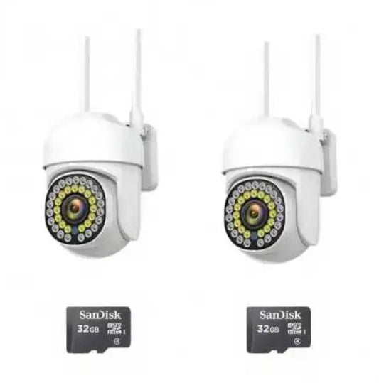 Black Friday - Pachet 2 x Cameră de Supraveghere Smart WIFI, 36 LED-uri, HD, IP66 + 2 Carduri Incluse+CADOU SURPRIZA