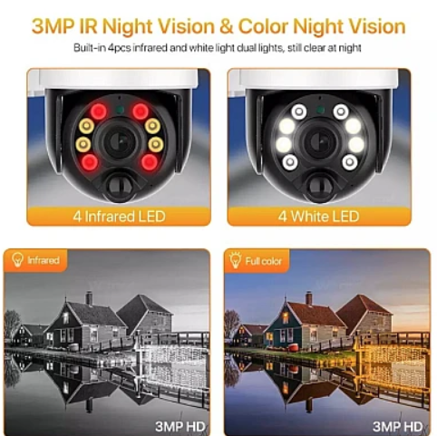 Pachet 2 x Camera de Supraveghere Solară Jortan JT-8181XM – Ultra-Performantă, 3MP, WiFi, Viziune Nocturnă cu Infraroșu și Integrare ICSEE