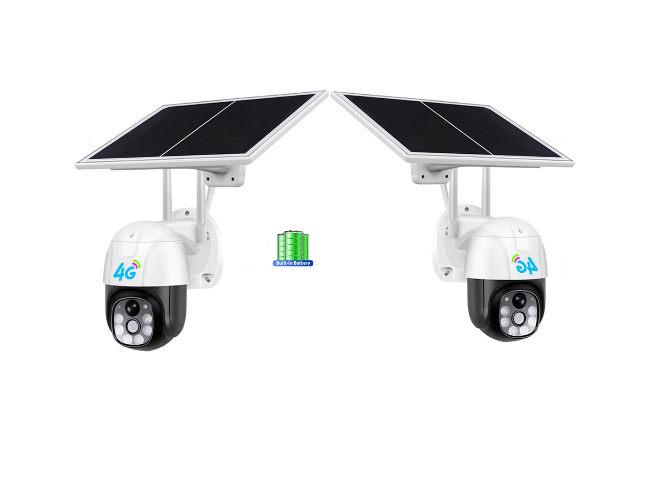 Pachet 2 xCameră de Supraveghere Solară 4G cu Cartelă SIM, 3MP, Viziune Nocturnă Infraroșu, V380 Pro, IP66