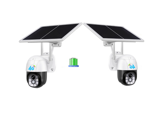 Pachet 2 xCameră de Supraveghere Solară 4G cu Cartelă SIM, 3MP, Viziune Nocturnă Infraroșu, V380 Pro, IP66
