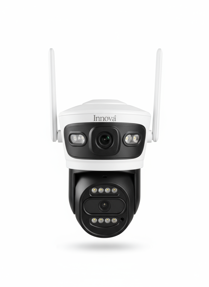 Black Friday - Pachet 2 x Camera Supraveghere Duală INNOVA X-TRAK, 6MP, WiFi/Lan , live pe telefon + 2 Carduri Cadou