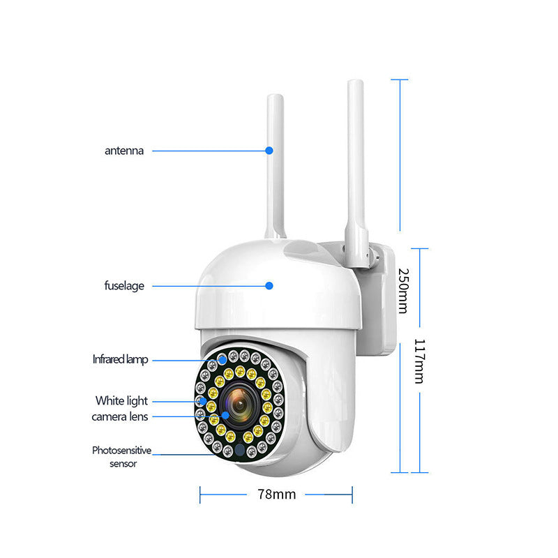 Pachet 3 x Cameră de Supraveghere Smart WIFI, 36 LED-uri, HD, Viziune Nocturnă cu Infraroșu și Protecție IP66, Transmisie Live pe Telefon