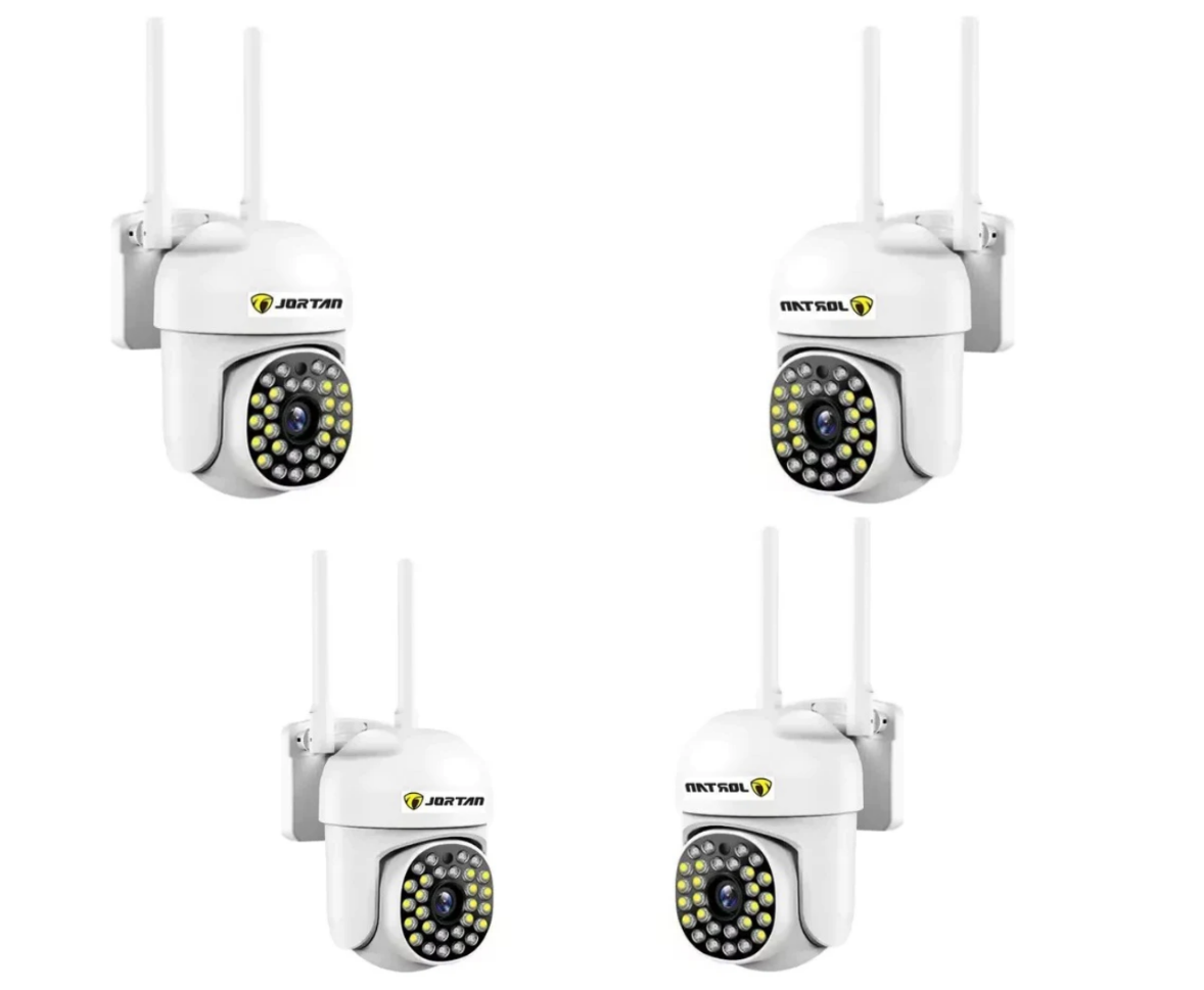 Pachet 4 x Cameră de Supraveghere Jortan 8161QJ, 28 LED-uri, WiFi, HD + Cadou Surpriza Viziune Nocturnă cu Infraroșu și Protecție IP66, Transmisie Live pe Telefon