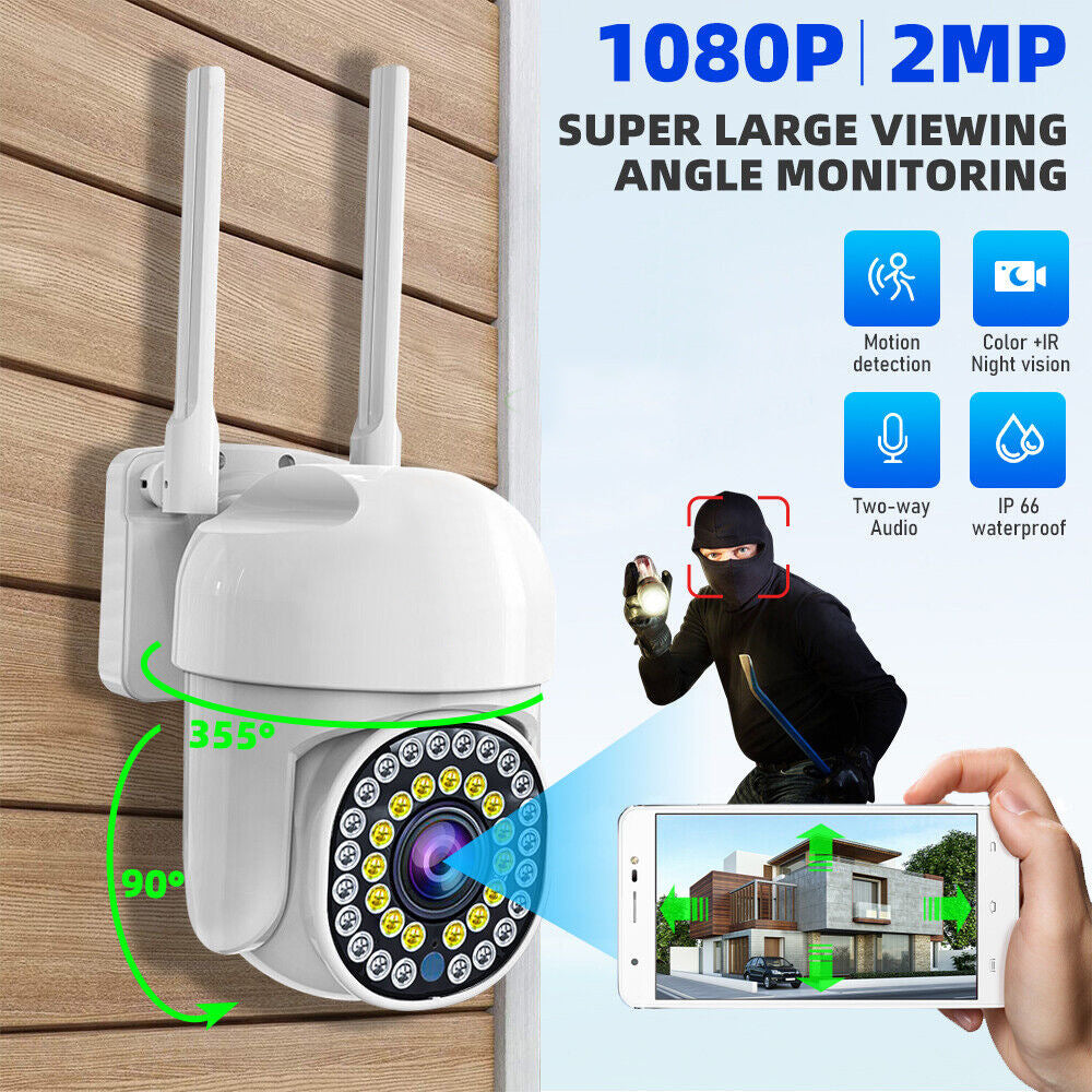 Black Friday - Pachet 4 x Cameră de Supraveghere Smart WIFI, 36 LED-uri, HD, IP66 + 4 Carduri Incluse+CADOU SURPRIZA