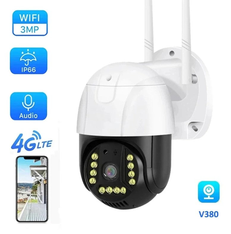 Pchet 2 x Camera de supraveghere Dasgut Smart , IP66 , SIM Card 4G V380Pro, Panoramica + Cadou Surpriza