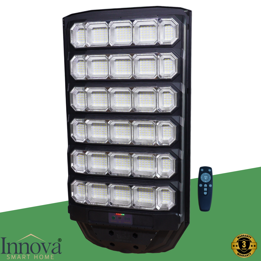 Lampa Solara Stradala Polaris Innova 1600W – LED 120 000 lm, Senzor Lumina/Miscare si Telecomanda, IP66 & Suport Prindere