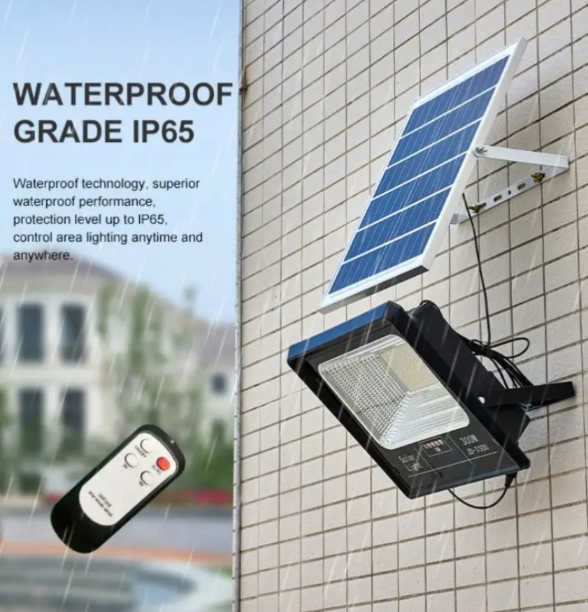 Proiector LED Jortan cu Panou Solar și Telecomandă, 300W, IP66, 6500K