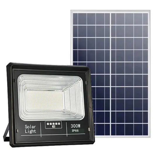 Proiector LED Jortan cu Panou Solar și Telecomandă, 300W, IP66, 6500K