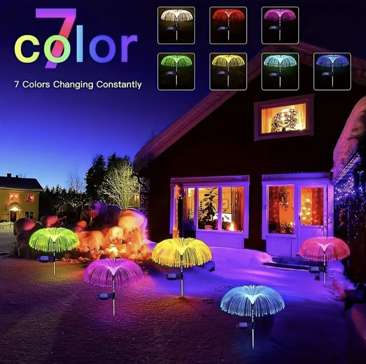 Set 2/4/8 x Lumină Solară pentru Grădină Tip Meduză RGB – Instalare Automată cu Senzor de Lumină