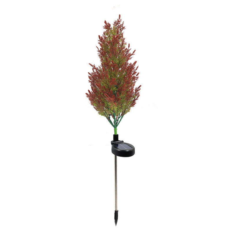 Set 4 x Copaci Tuia Solari Decorativi cu 10 LED-uri Multicolore, 70 Ramuri, Înălțime 80 cm, Iluminare Automată cu Energie Solară